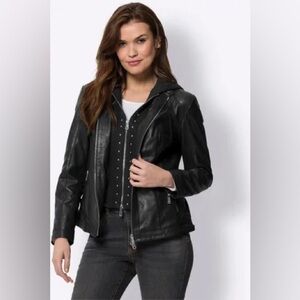 (N3) Farbene Vintage brown leather‎ jacket, women's size M